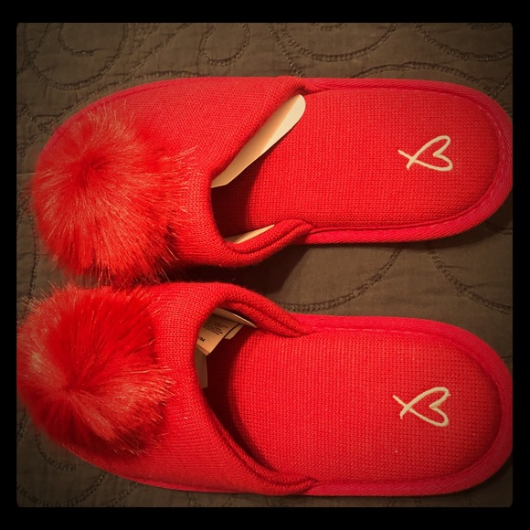 Victoria's Secret Shoes - Victoria’s Secret Pom Pom slippers Red Medium